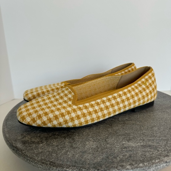 Vivaia Sylvia Yellow Square Toe Gingham Plaid Flats Loafers 38.5 - Picture 3 of 12